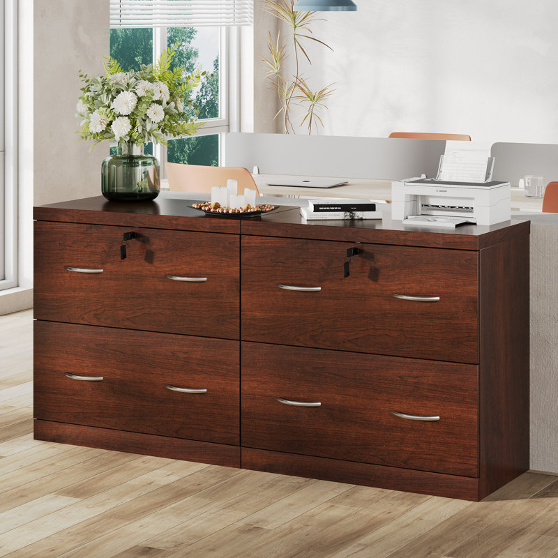 2-Drawer Home Office File Cabinet With Lock, Lateral Filing Cabinet For  For Letter/Legal/A4 Size File Folders, Brown