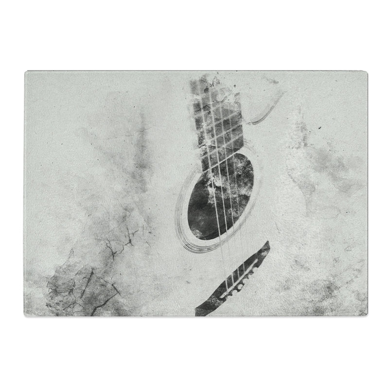Tempered Glass Cracked Acoustic Guitar Chopping Board, 20 cm x 28.5 cm