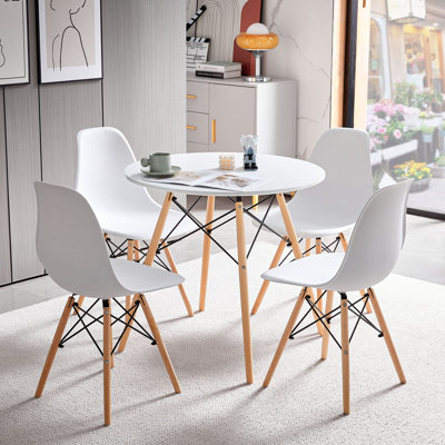 5 Pieces Kitchen Dining Table Set Dining Room Set With 1 Round Table And 4 Dining Chairs