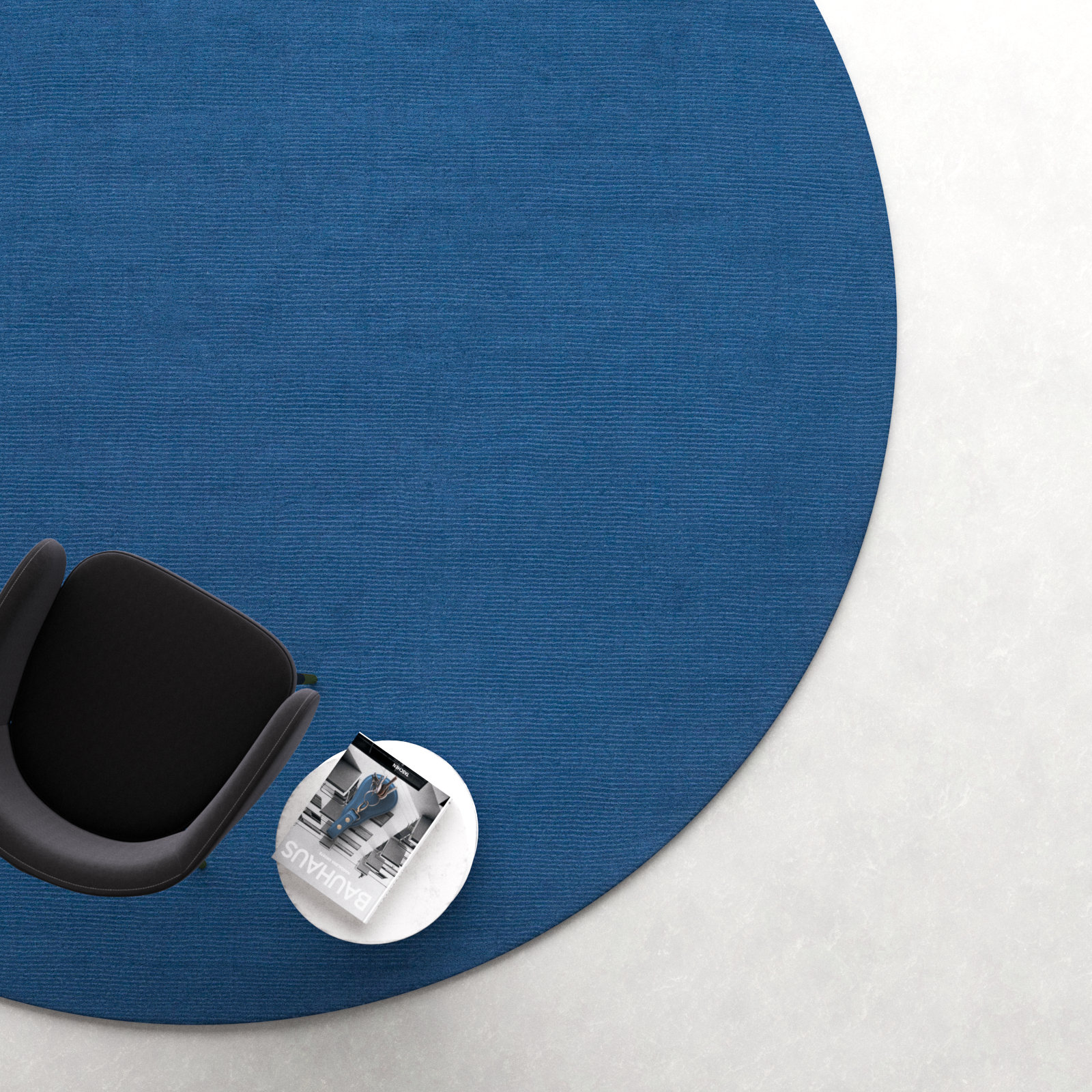 Crowe Dark Blue Hand-Woven Wool Rug, Round 9'9"
