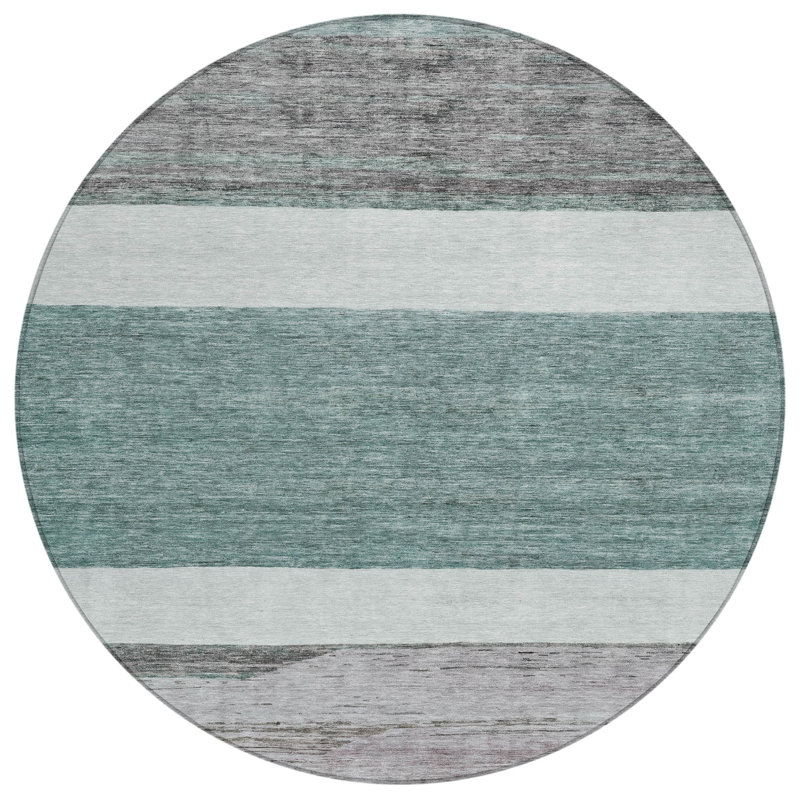 Chantissa Teal Washable Indoor-Outdoor Rug - LOOMLAN, 8' x 8'