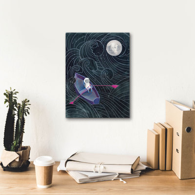 'Boat To The Moon' by Rachel Nieman Canvas Wall Art, 12" x 16"