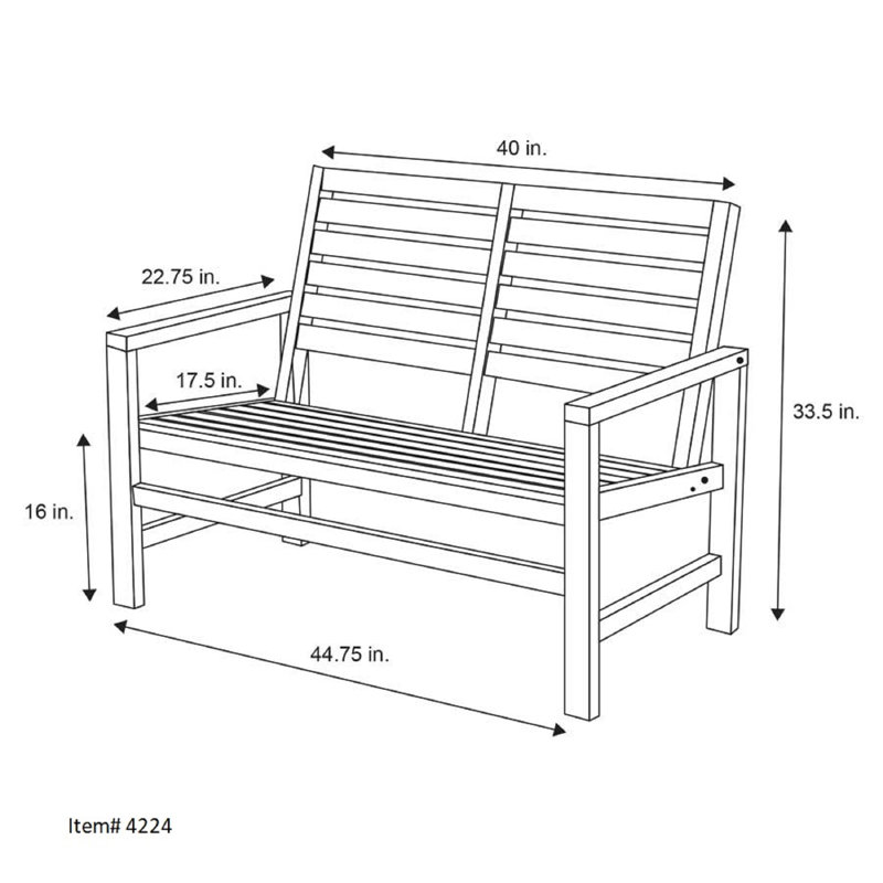 Banc de jardin en bois Cambridge, Vanille