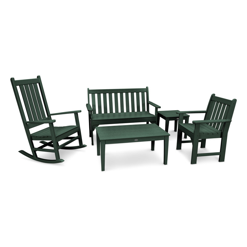 Ensemble 5 pièces banc et chaise berçante Vineyard, Vert