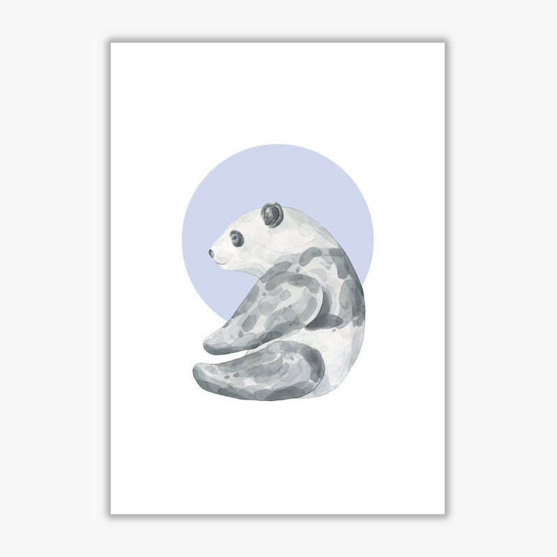 Watercolour Panda With Blue Circle - Painting, 85 cm H x 60 cm W x 1 cm D, No Frame