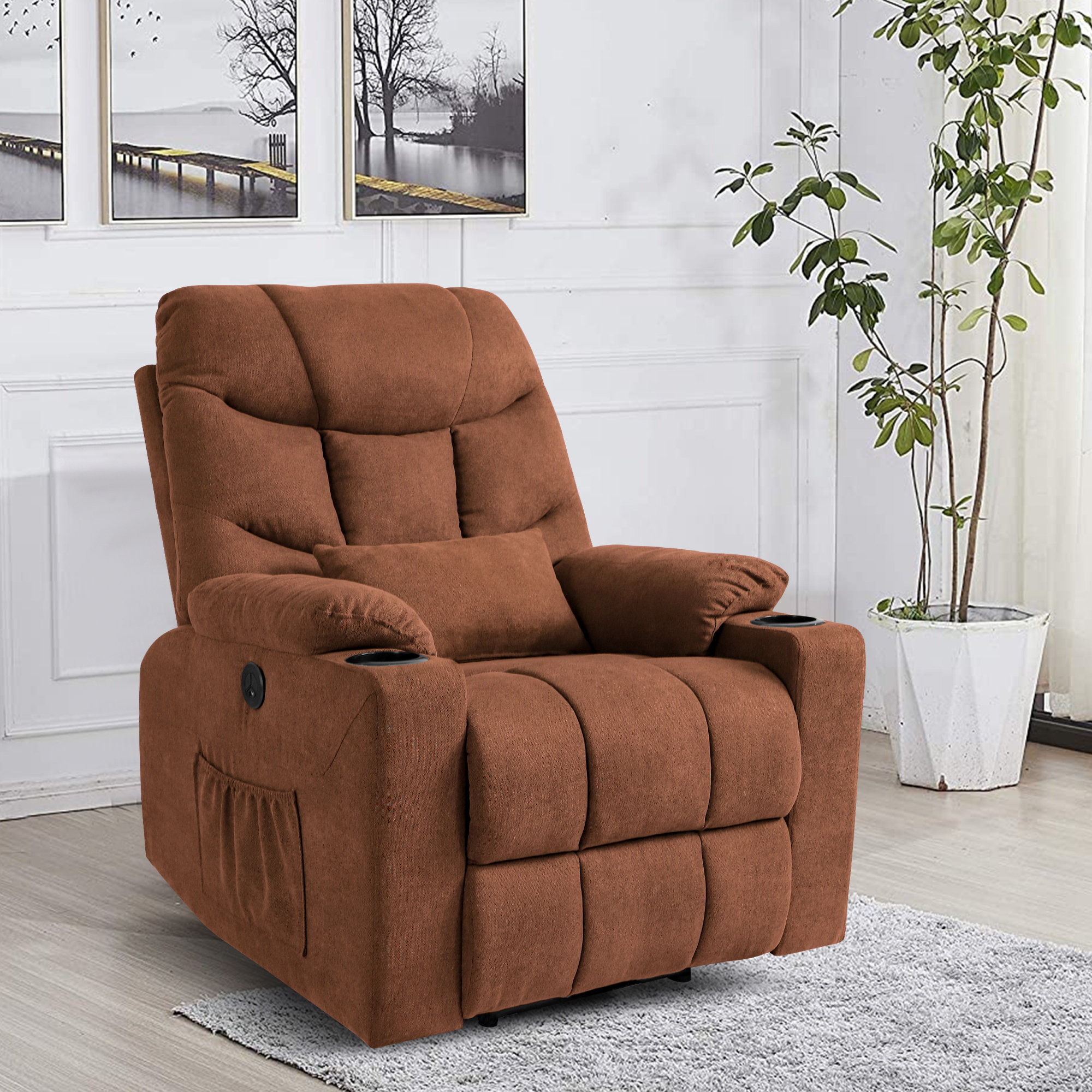 WELLFOR Power Lift Recliner Chair for Elderly Red Polyester Upholstered Tufted Powered Reclining Recliner with Lift Assistance | CAN-JR146