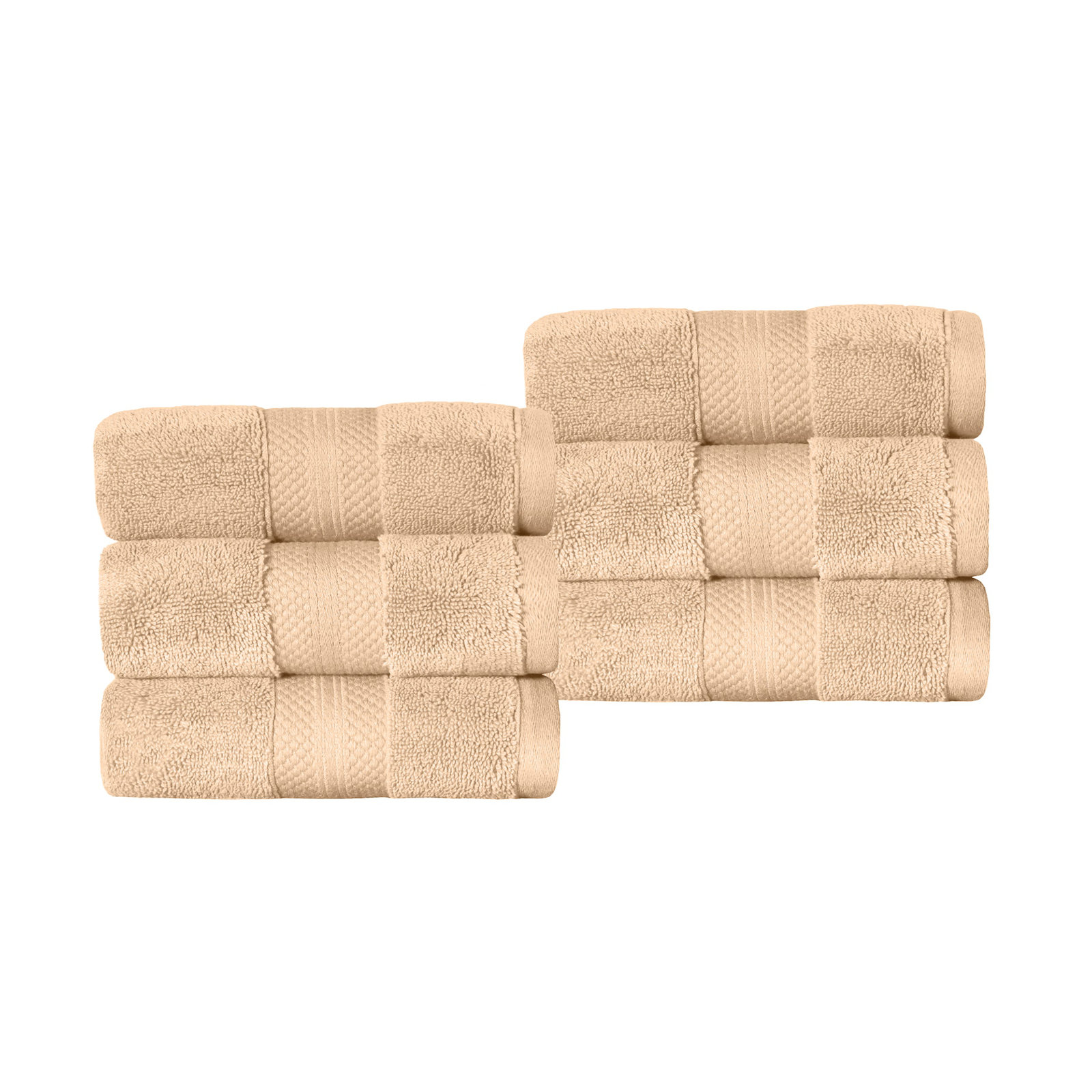 Finnian Ultra-Plush Heavyweight, 100% Turkish Towel Collection, Hazelnut, Hand Towels - 6 Pack