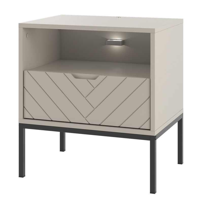 Ahola 134.62cm W Metal Bedside Table, Cashmere, Black