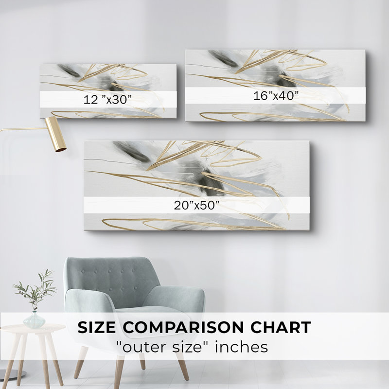 Série abstraite-DCCLXVI- Toile tendue avec châssis - Prêt à accrocher, H 16 po x l 40 po