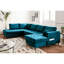 7 Seater Velvet Sofa Bed-70958669-70958679