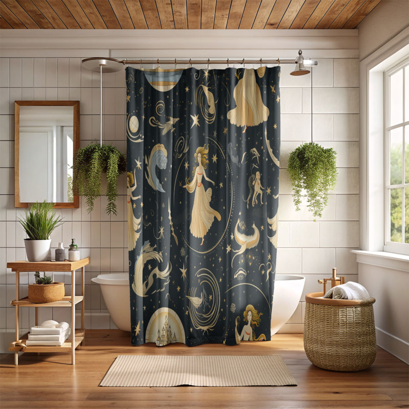 Rideau de douche abstrait Inderpreet, H 74 po x l 71 po