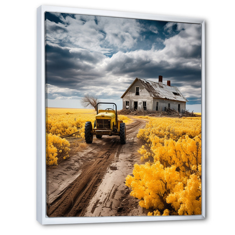 Farmhouse Tractor Countryside Haven I, Cadre flottant blanc, H 40 po x l 30 po