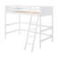 Lit mezzanine simple en bois massif blanc avec. Fabrication robuste pour plus de stabilité. Aucune fondation nécessaire. Support supplémentaire pour 14 lattes. Barrières de sécurité. 79,5 po X 41,8 po 67,5 po. Assemblage requis et assemblage requis.-1018793575