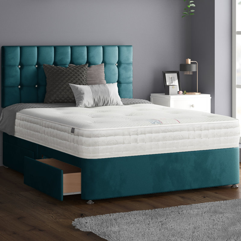 Fales Upholstered Bed, Single (3'), Mallard, 2 Left Drawers