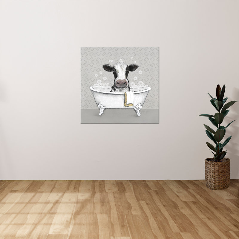 "Cow Bath" par Tava Studios, reproduction sur toile, H 24 po x l 24 po x P 1,5 po