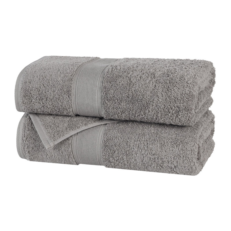 Ensemble de serviettes en coton biologique Lyndon, Argent, Ensemble de 2 draps de bain