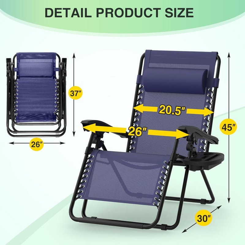 Tanesia Folding Recliner Chair, Blue