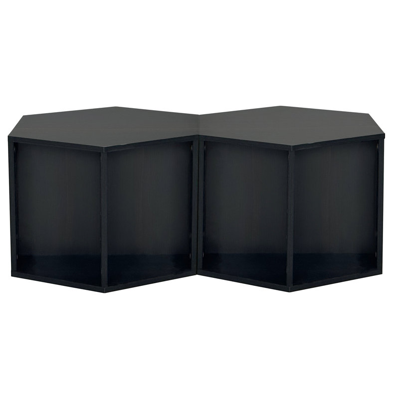 2 pièces Table d'appoint hexagonale 48,27 po - Table de chevet avec options de rangement spacieuses et fonction élégante