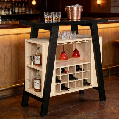 Newport Bar Console With Wine Storage And Stemware Racks, Modern Entertainment Center For Living Room Or Dining Room by Latitude Run
