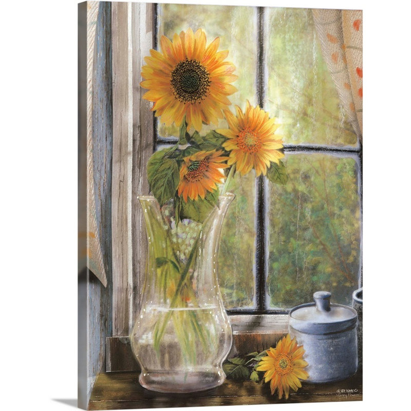 Fleurs murales matinales, Toile tendue, H 12 po x l 16 po x P 1,25 po