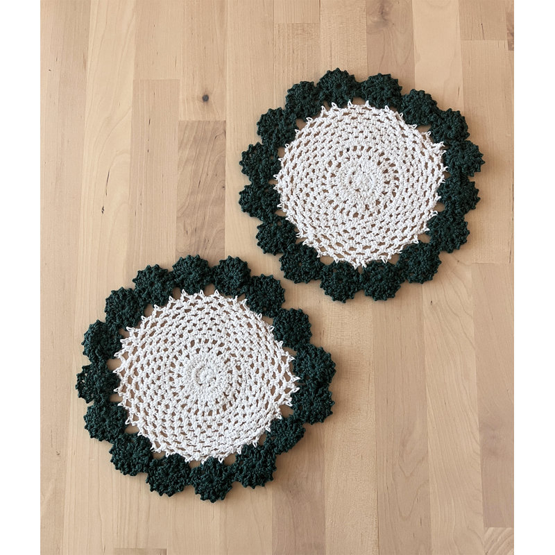 Accessoire de table en coton Farlee, Vert olive