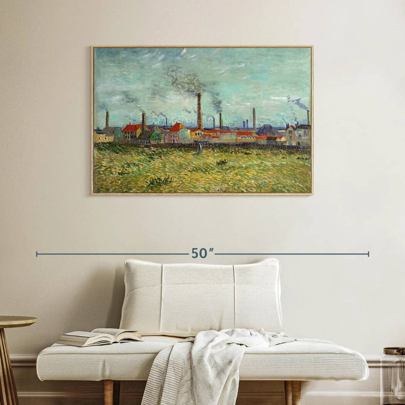 Usines à Clichy, 40 po x 27 po, Cadre flottant en bois naturel