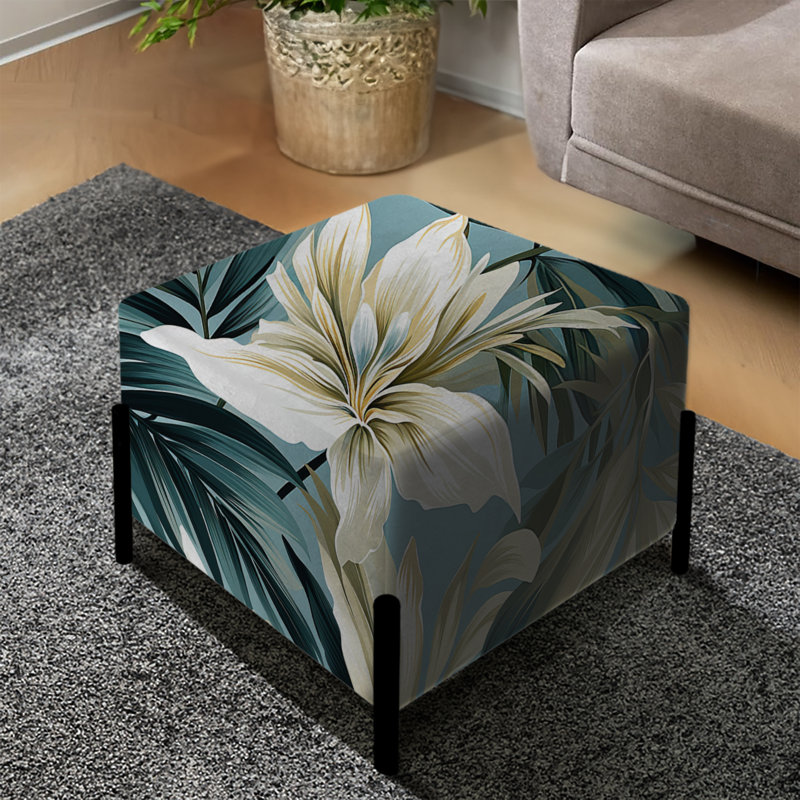 Coastal Neutrals Tropical Motif I - Repose-pieds carré tropical