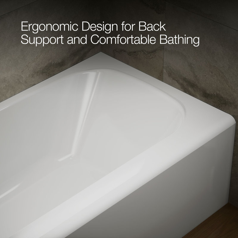 Avec 60 In. X 32 In. Alcove Bath, Right Drain, Left, White