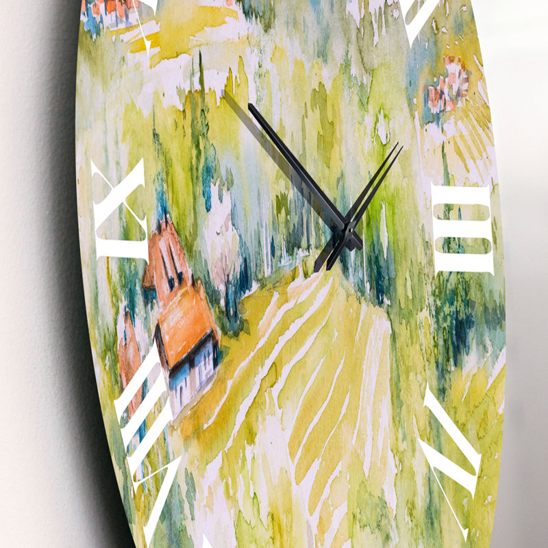 Blossoming Green Fields In Countryside - Horloge murale, Moyen
