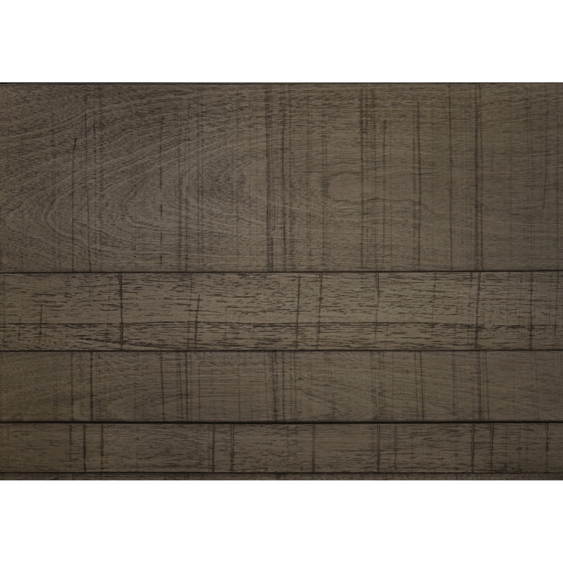 Lit double rustique gris en placage de bouleau avec tête de lit et rails pour la chambre à coucher, fabrication en bois