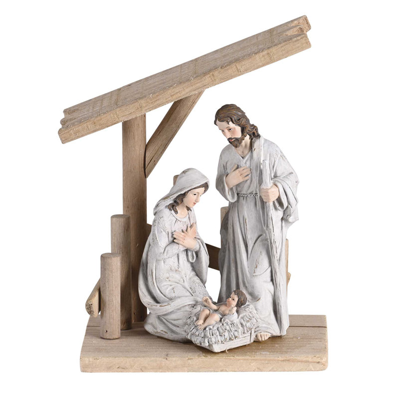 Crèche de Noël avec crèche en bois