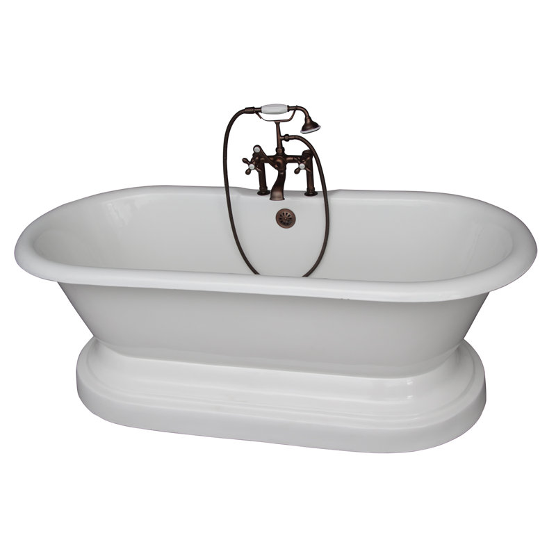 66'' x 31.13'' Soaking Cast Iron Bathtub with Faucet, Oil Rubbed Bronze