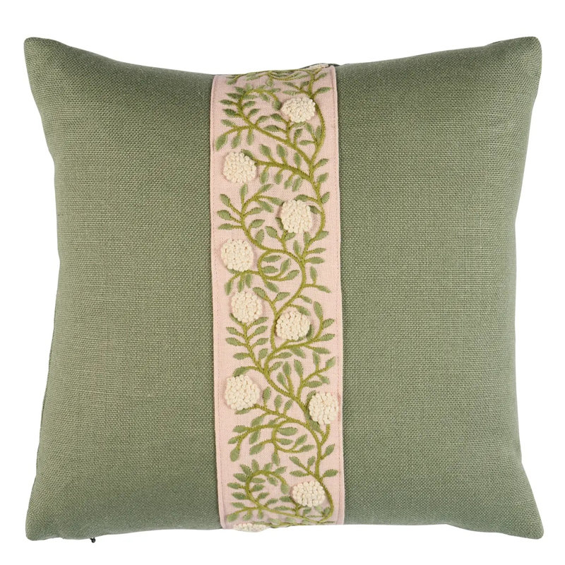 Ashoka Pillow, 18"H x 18"W, Olive Green Floral