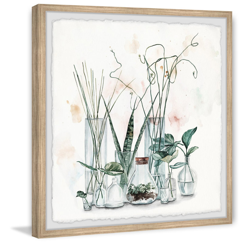 Clear Glass Plants II - Single Picture Frame Painting, 41cm H x 41cm W