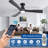 52 Inch Black 3 Blade Flush Mount Low Profile Ceiling Fan with Lights and Remote, Dimmable Indoor Outdoor Fan with Remote APP Control Quiet DC Motor Timer-1705845750-1705845748-1705845746