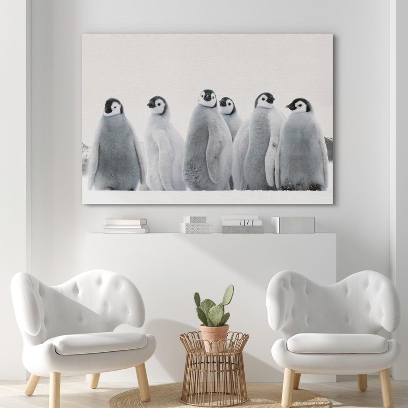 Animaux, empereur, manchots, poussins sur glace, faune de l'Antarctique sur toile, H 16 po x l 24 po