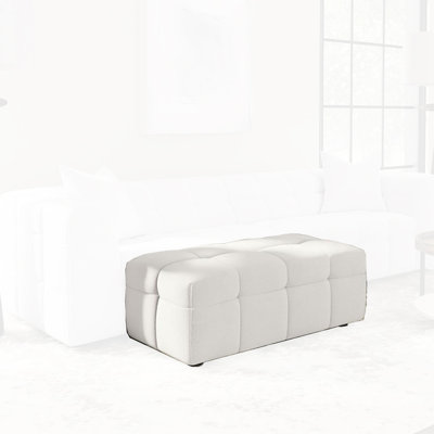 Nuss Boucle Upholstered Rectangular Ottoman Off White by Latitude Run