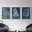 «Blue & White Asian Garden I», ensemble de 2 peintures sur toile encadrées-1465090205-1465090203