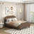 Upholstered Linen Queen Bed Frame, Platform Bed With Curved Shape Headboard And Footboard, Metal Frame With Wood Slat Support, Headboard Height Adjustable, No Box Spring Needed,  Chocolate