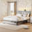 Size Bed Frame With Headboard, Metal Platform Bed Frame With Charging Station, Heavy Duty Platform Bed Frame With LED, Easy Assembly