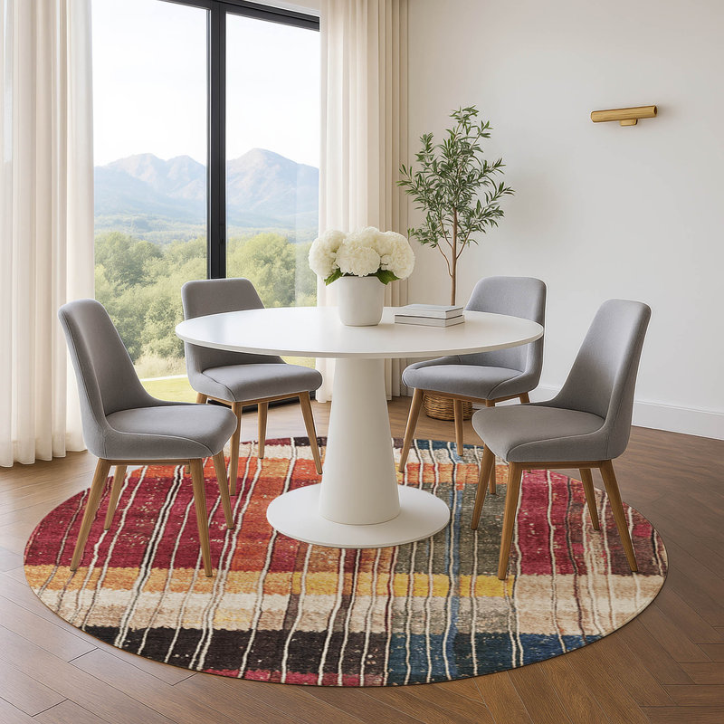 Premium Machine Washable Millbrook AMF1962 Stripes Rug, Round 8'
