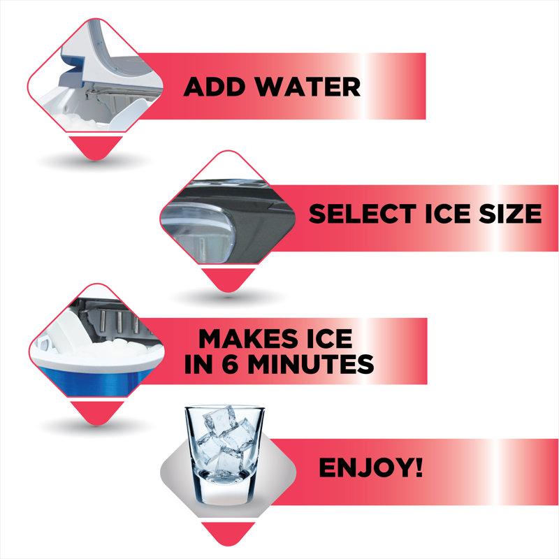 Ice Maker with 26 lbs. Capacity Countertop Stainless Steel Ice Maker with Transparent Window, Blue