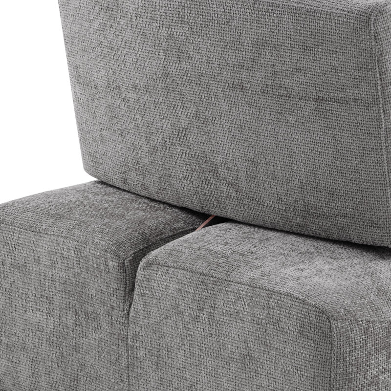 Aukeem 5 - Piece Upholstered Sectional, Dark Gray Polyester