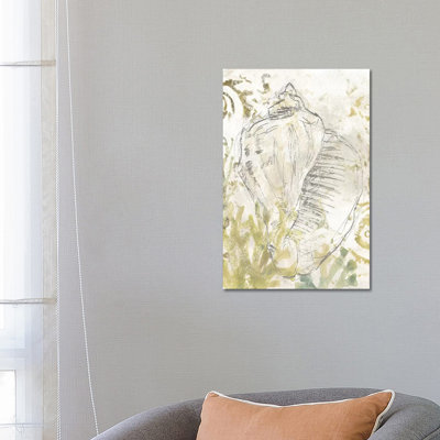 Verdant Shell Fresco I 1 Piece Wrapped Canvas Wall Art