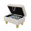 Tabouret de rangement en similicuir noir avec repose-pieds 28,5 po, ensemble de salon en flanelle, tabouret de rangement, tabouret de pieds