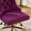 Chaise de bureau Furniture, fauteuil de bureau moderne capitonné en velours capitonné avec base en métal doré, chaise de bureau réglable-1923565203-1923565207