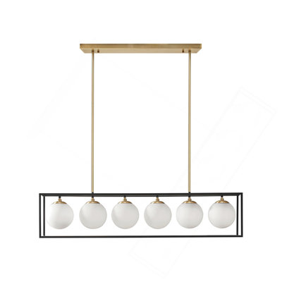 Lustre linéaire en verre givré 6 lumières