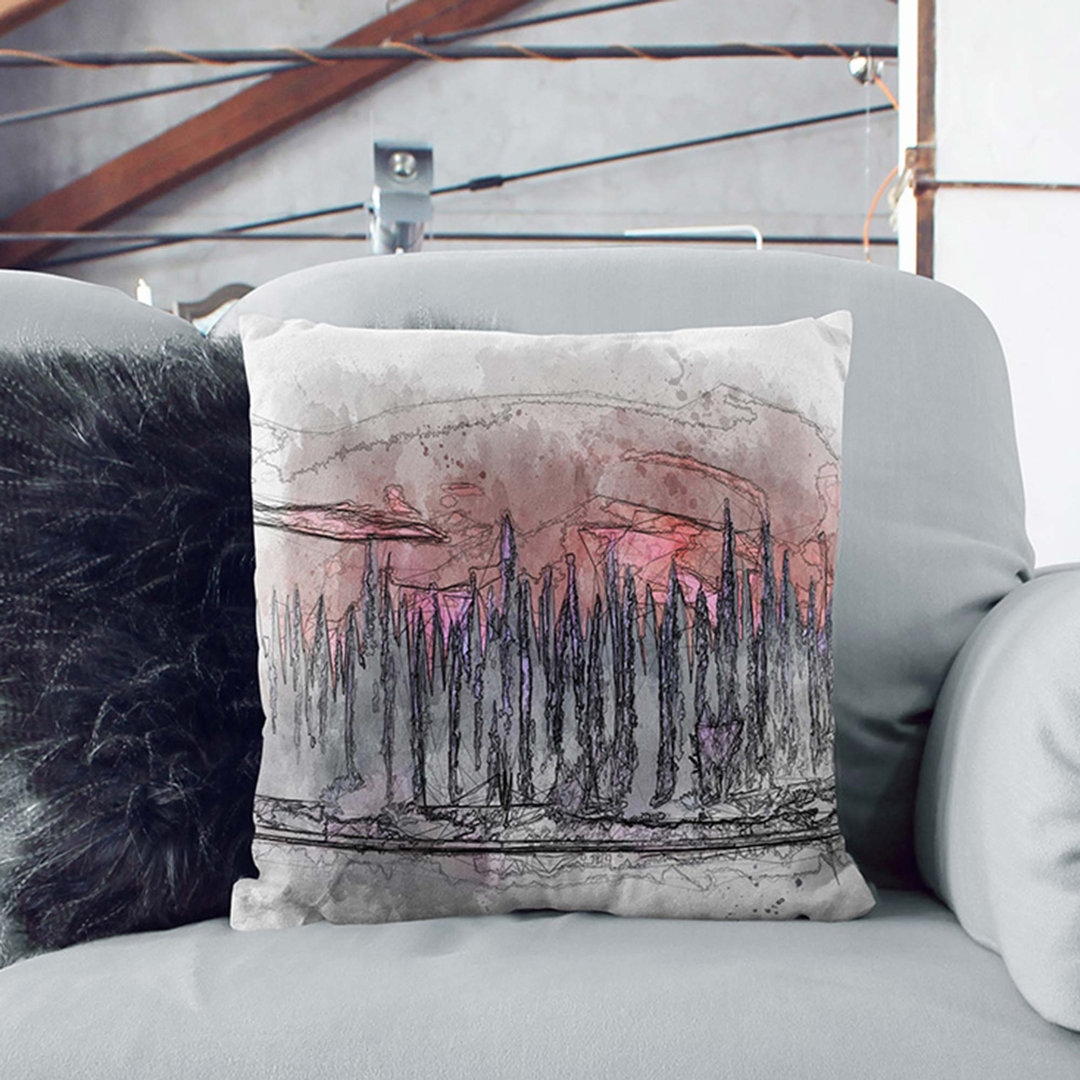 Cypress Trees in Abstract Cushion with Filling