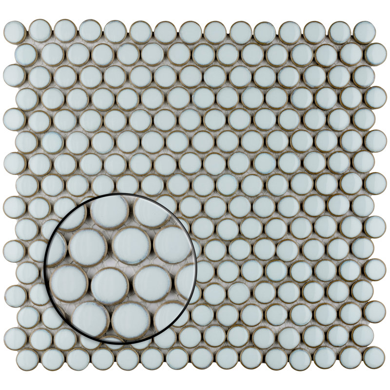 Hudson Penny Round .80" x .80" Porcelain Penny Round Mosaic Wall & Floor Tile, Silk White