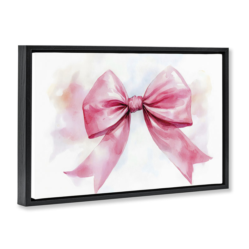 Cadre flottant Watercolor Fade Pink Bow, design Creative Studio, Cadre flottant noir de jais, H 17 po x l 25 po